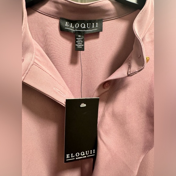 ELOQUII Women’s Mauve Long Sleeve Ruffle Front Midi Dress – Size 16 - Picture 3 of 6